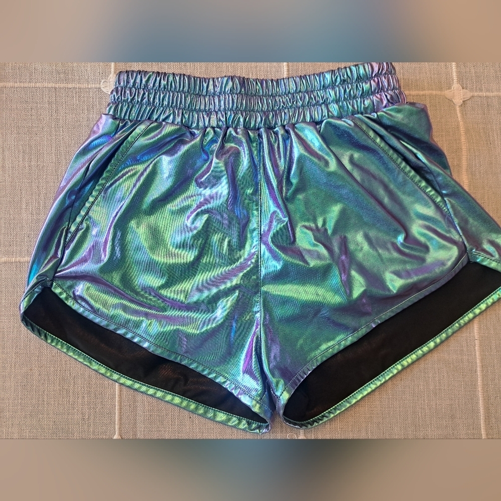 Holographic Metallic Festival Shorts – Size M